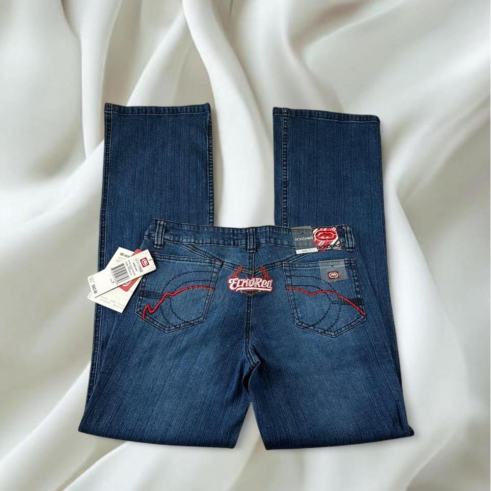 NWT Ecko Red embroidered logo denim bootcut flare jeans y2k mcbling fairy grunge